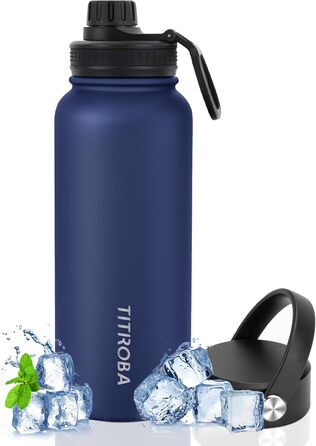 Термос пляшка з нержавіючої сталі 1 л, герметична, BPA Free, ізольована, вакуумна, подвійні стінки, темно-синя