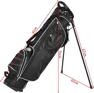 Чорна сумка для гольфу COSTWAY з підставкою, водонепроникною кришкою та 4 відділеннями, легка переносна сумка з відділенням для головок та ременем, для жінок та чоловіків