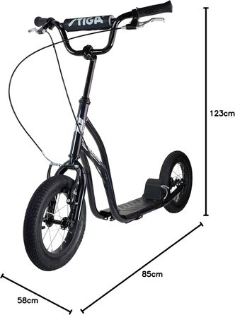 Самокат STIGA Air Scooter для міста, сталевий, алюмінієві диски, ручне гальмо, регульоване кермо, для дітей від 7 років, навантаження до 100 кг