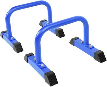 Паралети для фітнесу GORILLA SPORTS, низькі, набір 2 шт., 46x39x30 см, до 200 кг, нековзні, сталь, бруси для віджимань, дипів і стійки на руках, сині, для кросфіту та каллістеніки