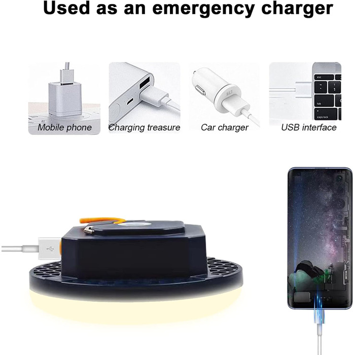 LED кемпінговий ліхтар 2000 люменів з Powerbank 9900mAh, налобний ліхтар для кемпінгу, намету, туризму та надзвичайних ситуацій (15W тепле світло)