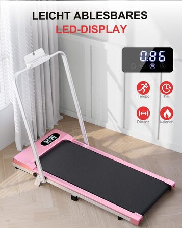 Walking Pad Klappbar з нахилом - 4 в 1 біговий килимок з нахилом 7% для дому (Рожевий)