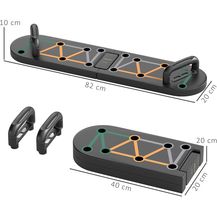 Складне тренажерне дошка Sportnow Push Up Board 11-в-1 з антиковзкими подушками для рук, плечей та грудей (чорний)