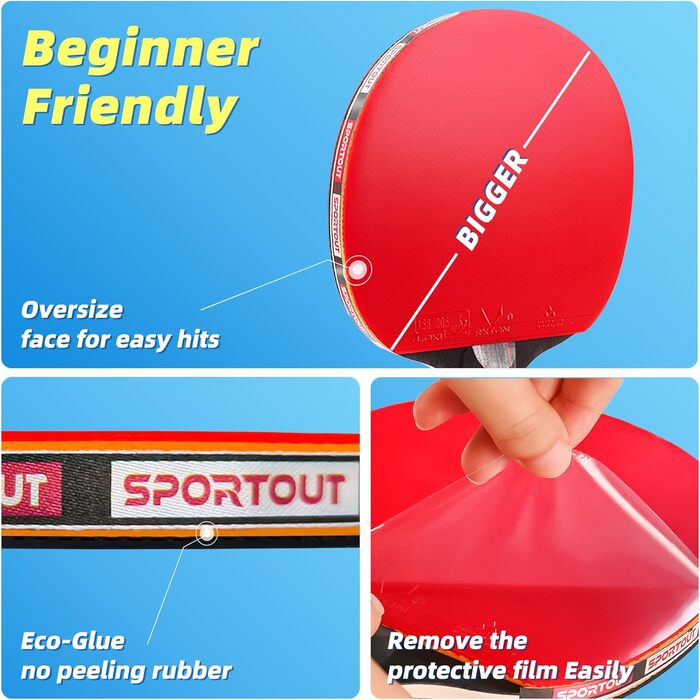 Набір для пінг-понгу: 4 ракетки та 8 м'ячів для гри в приміщенні та на вулиці