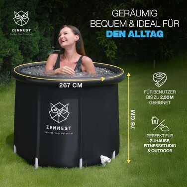 Тонна для холодотерапії Eistonne 90см – XL для дому та вулиці з 6-шаровою ізоляцією. Надувна ванна для холодотерапії для дорослих. Німецька інженерія.