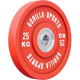Бамперні диски GORILLA SPORTS 50 мм, гумовані, 5-25 кг – олімпійські вагові плити з чавуну для штанги