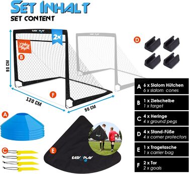 Набір футбо́льних воріт EASY2PLAY PRO (2 шт.) для дітей з мішенню та фішками, складані, для гри в приміщенні та на вулиці