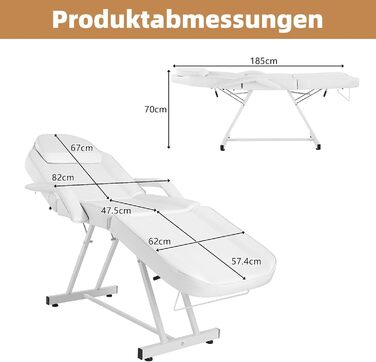 Лежак для масажу LEADZM, 3 зони, регульована висота, для салонів краси, SPA, перукарень (білий)