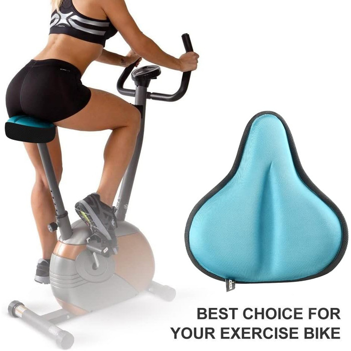 Покриття для велосипедного сидіння Sattelbezug, 27 x 25 см, широке, гелеве, для стаціонарних велосипедів, велотренажерів, спиннингу, з гелевою подушкою, м'яке, небесно-блакитне