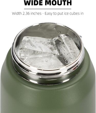 Фанав 600 мл, ізольована спортивна пляшка для води з трубочкою з нержавіючої сталі для школи, дітей, чоловіків та жінок (зелений)