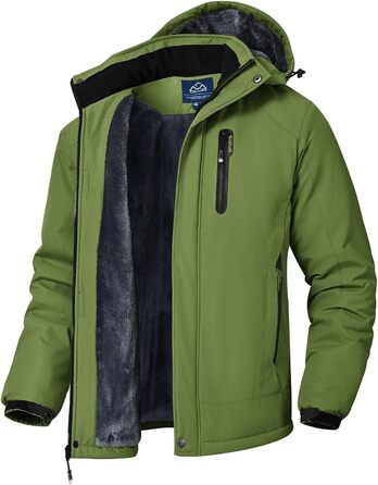 Спортивна куртка Rdruko для лижного спорту, водонепроникна, з підкладкою з флісу, з капюшоном, для активного відпочинку в горах (зелена, XL)