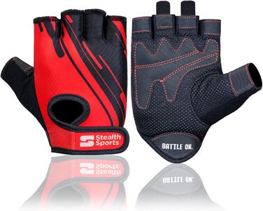 Спортивні рукавички Stealth Sports для фітнесу та важкої атлетики – дихаючі, з антиковзаючою поверхнею та підкладкою для кросфіту, бодібілдингу, велоспорту та силових тренувань, червоні