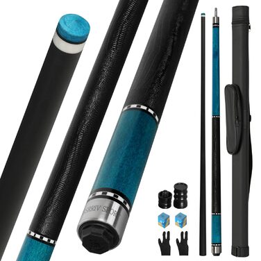 Кю Carbon Fiber CQ-BLUE-20: Професійний кий для більярду з карбону, 13мм шкіряний наконечник, кейс, захисти та крейда