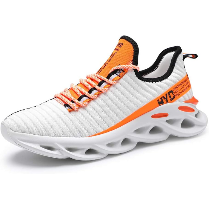 Чоловічі кросівки Ahico для бігу, фітнесу та крос-тренінгу. Slip-On, білі з помаранчевим, 42.5 EU
