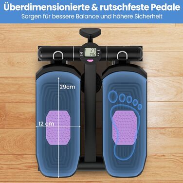 Міні степер GYMAX для дому з тросами, LCD-дисплеєм та регулюванням висоти, до 100 кг, чорний