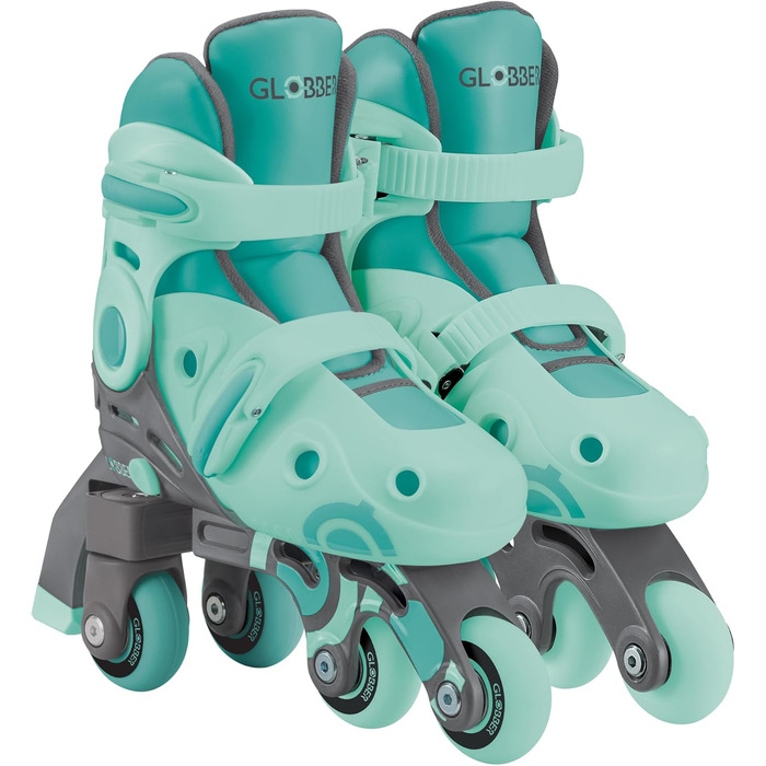 Ролики GLOBBER 2in1 для дітей, регульовані, Inline та Quad, ABEC 9, 26-29, м'ятний колір