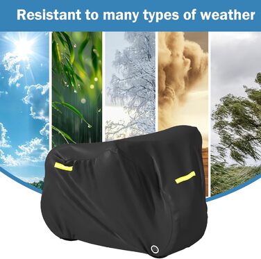 Водонепроникний чохол для велосипеда, захисна покриття з світловідбиваючими смугами, 420D Oxford, чорний, для 2 велосипедів (210x112x112 см)