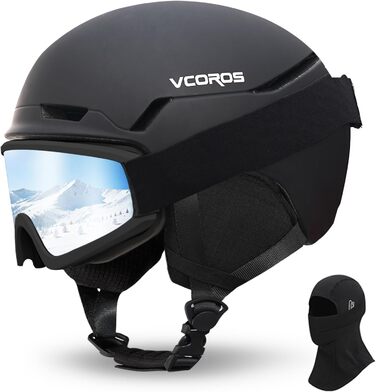 Шкільний шолом з маскою та захисними окулярами DXH816: унісекс, зйомні навушники, дихаючий, амортизуючий, захист від УФ-променів, регульований, для сноуборду та лижного спорту, матовий чорний + маска + окуляри, розмір M