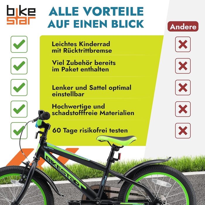 Дитячий велосипед BIKESTAR 18 дюймів для хлопчиків і дівчаток від 5 років Urban Jungle