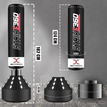 Стійкий боксерський мішок 1,8 м Max Strength для боксу та кікбоксингу, MMA, фітнесу, чорний, самостійний тренажер