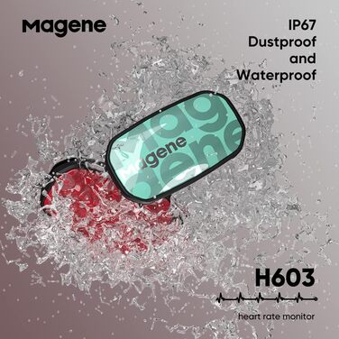 Пульсометр Magene H603 з нагрудним ременем, фітнес-трекер, водонепроникний IP67, Bluetooth 4.2, ANT+, сумісний з Wahoo, Zwift, Strava, Elite, HRV, червоний