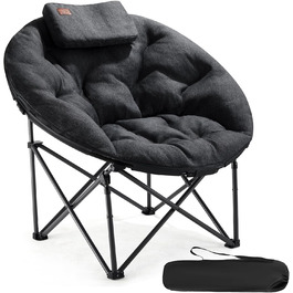 Крісло для кемпінгу EVER ADVANCED Luxus Moonchair XXL: велике, розкладне, чорне, до 150 кг, з подушкою