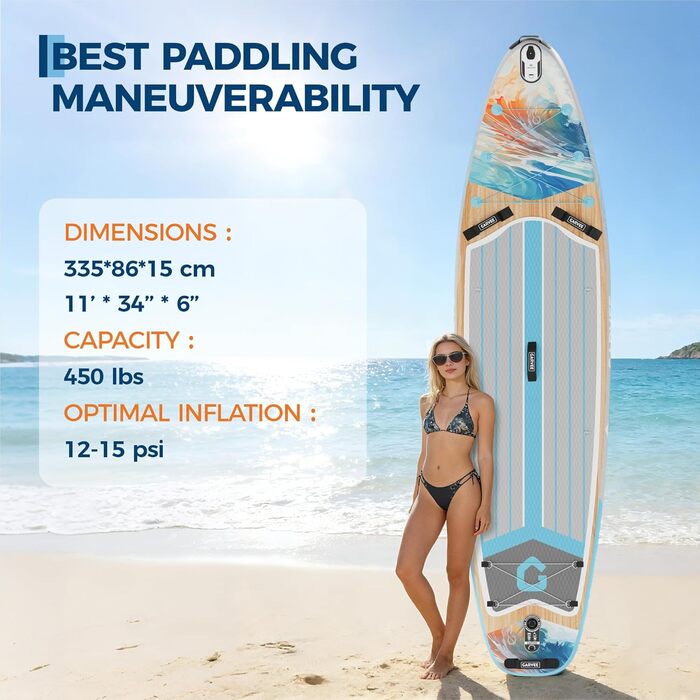 Надувний SUP Борд Преміум Класу з Аксесуарами, Кріпленням для Камери та Регульованим Веслом