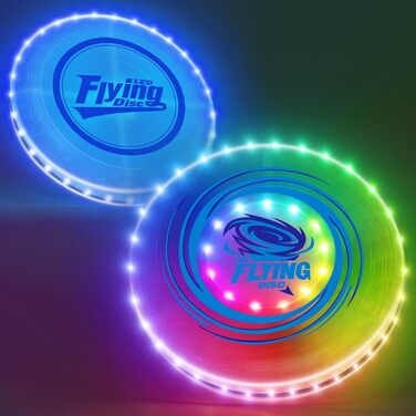 Літаючий кільце HYES 2 шт. з LED підсвіткою для дітей, 45 світлодіодів, 14 режимів, акумуляторне, 25.5 см + 20 см, біле