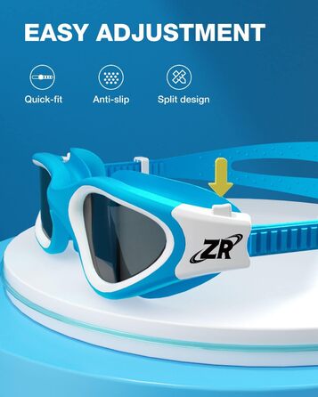 Дитячі поляризовані окуляри для плавання ZIONOR G1MINI з антизапотіванням та захистом від УФ, з блакитною шапочкою для плавання, для дівчат та хлопців 8-14 років, сині