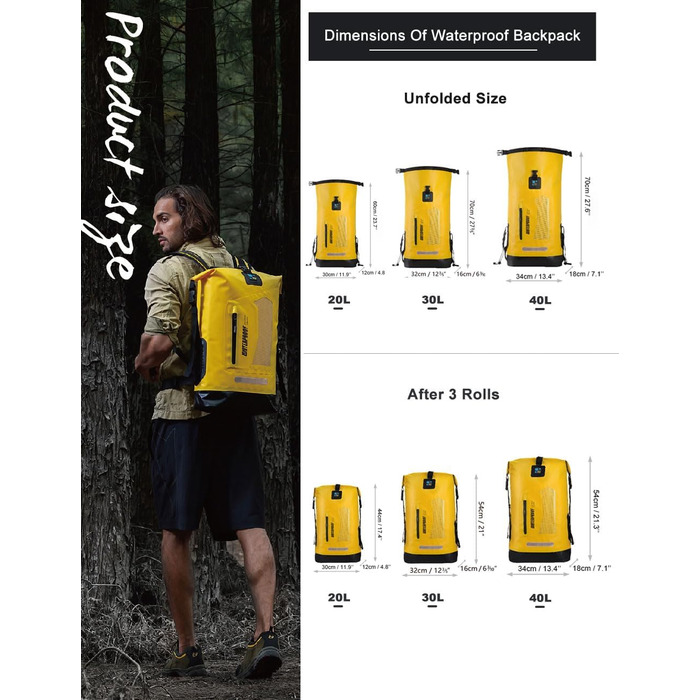 Водонепроникний рюкзак Dry Bag IDRYBAG 20/30/40L: для каякінгу, подорожей, риболовлі