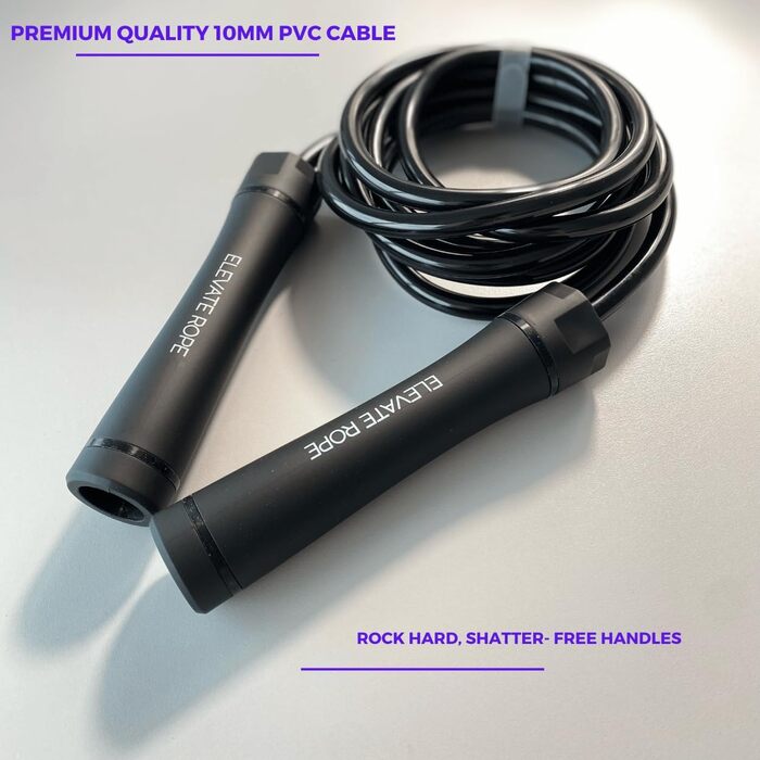 Скакалка Elevate Gravity Heavy Rope 3 м, 10 мм, обтяжена PVC для кардіо, схуднення та зміцнення м'язів, для дому та вулиці