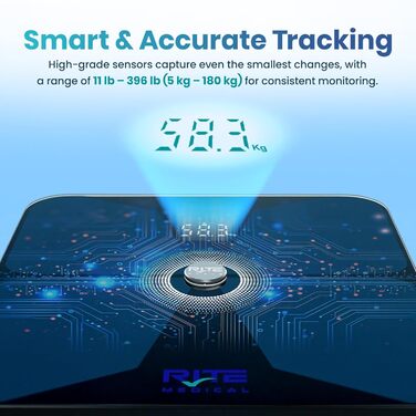 Розумні цифрові ваги з 8 електродами та BIA-технологією для аналізу складу тіла (BMI, м'язова маса), Bluetooth, мобільний додаток