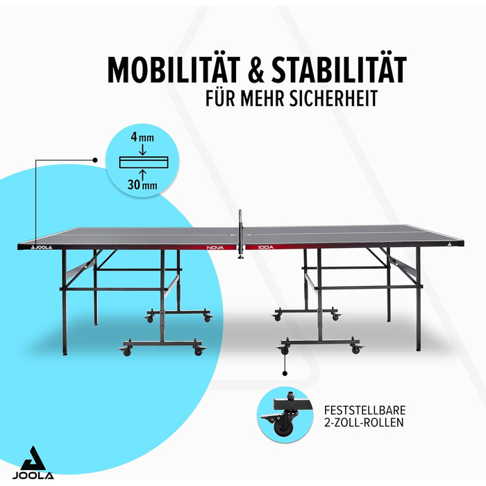Стол для настільного тенісу JOOLA NOVA Outdoor – розкладний, регульована висота, вологостійкий, з сіткою (100A)
