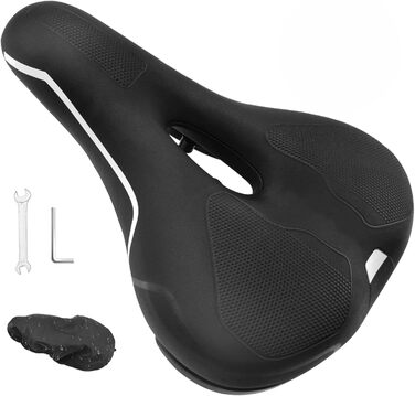 Зручний велосипедний сідло Cityradsättel для міста, чоловічий/жіночий, з Memory Foam, ергономічний, широкий, з інструментом (чорний, Стиль 3)