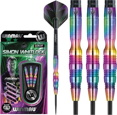 Дротики WINMAU Champions Simon Whitlock 3 24г, професійні, вольфрамові, для дартсу, з наконечником Steeltip, комплект з оперенням і хвостовиками