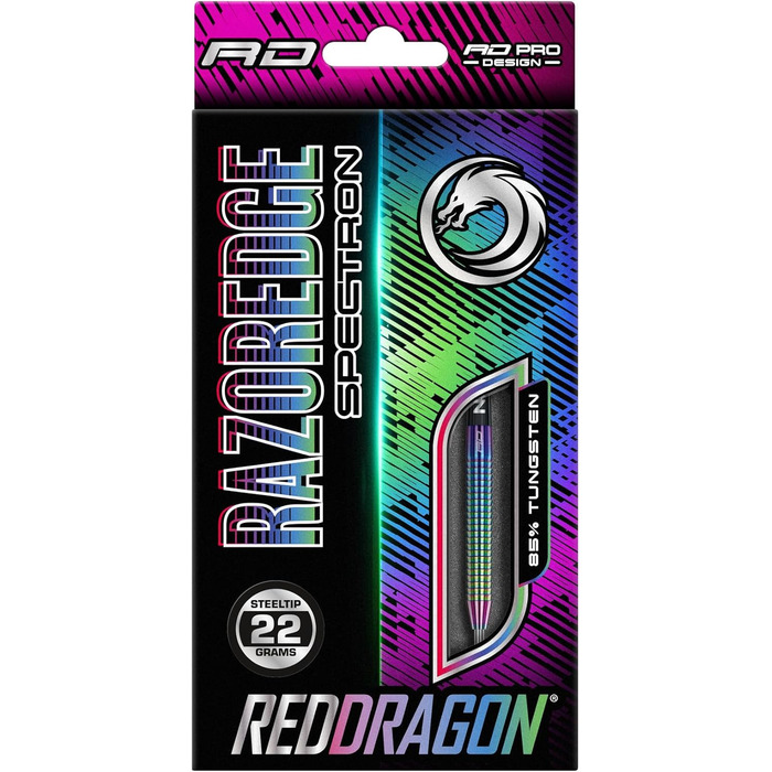 Професійні дартси Red Dragon Razor Edge Spectron 22 г, вольфрам, сталевий наконечник, з оперенням і стрижнями