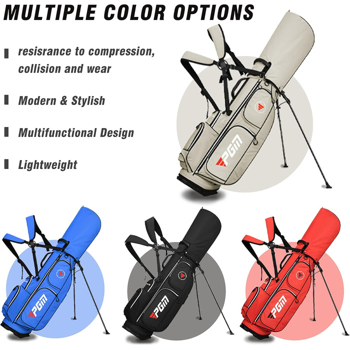 Сумка для гольфу PGM: стійка, легка, водонепроникна, з роздільниками на 5 клубів та ременем, для чоловіків та жінок