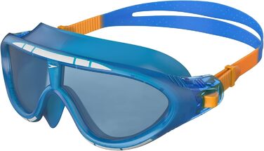 Дитяча маска для плавання Speedo Biofuse Rift, антифог, захист від протікання, синьо-оранжева, універсальний розмір