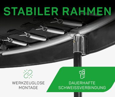 Круглий вуличний батут Salta Comfort Edition ⌀213/305/366см - комплект з захисним покриттям, сіткою та пружинами (TÜV geprüft, чорний/зелений/рожевий)