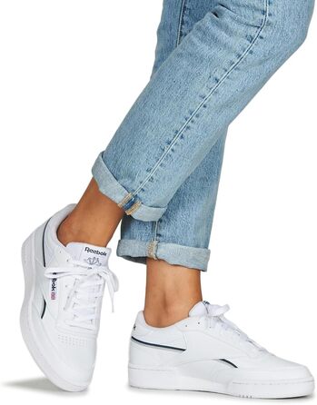 Кросівки Reebok Club C 85 Vegan для чоловіків, білі з синіми деталями, розмір 37.5 EU