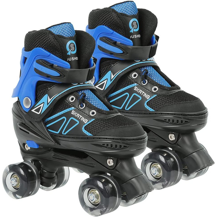 Інлайнери для дітей та дорослих: ролики для катання на роликах з великими колесами 76 мм, регульовані ролики для безпечного катання на вулиці, подарунок для дітей та підлітків, розмір M, червоно-чорний та синій