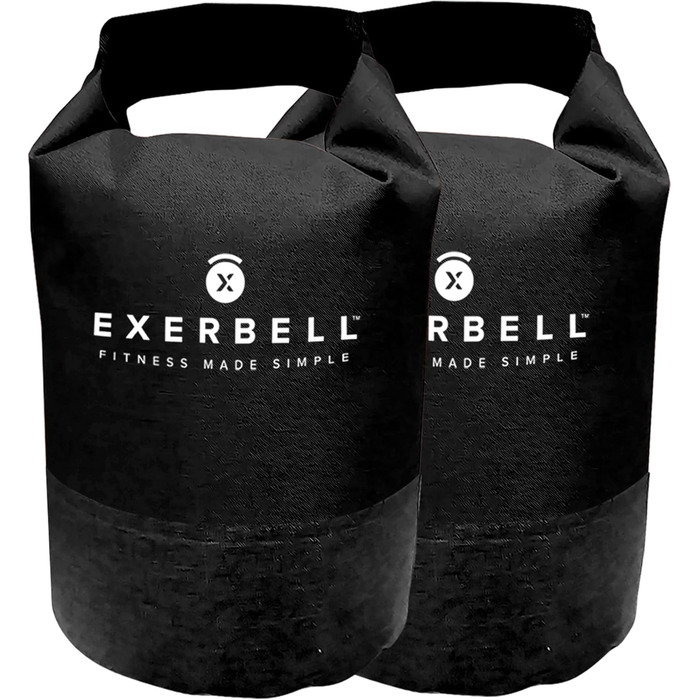 Регульована гантель-гиря Exerbell 2-14 кг, складана, водо- та пісочний мішок, для силових тренувань, чорна, 2 шт.