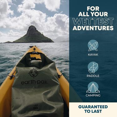 Earth Pak Packsack 55L: Водонепроникний рюкзак з водонепроникним чохлом для телефону – ідеальний для каякінгу, піших прогулянок, кемпінгу, риболовлі, катання на човні та рафтингу (білий)