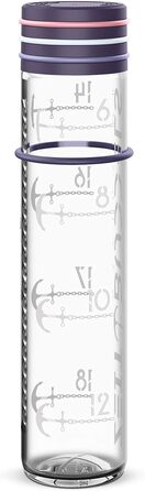 Мотиваційна пляшка для води 1 л з часовими мітками NAVIGATOR, лілова, скляна, BPA free, для газованої води, протиударна, герметична