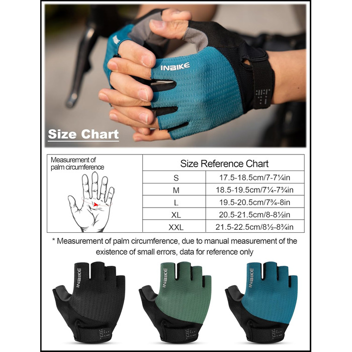 Велосипедні рукавички INBIKE для чоловіків, халявні, літні, ударостійкі, еластичні, дихаючі, світловідбиваючі, IHC215, синій, XL