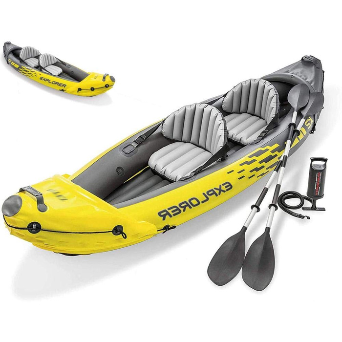 Надувний каяк N/Z для 2 осіб з комплектом: весло, насос, ПВХ. Ідеально для водного спорту, риболовлі та відпочинку на річках та морях. Макс. вантажопідйомність 400 кг, розмір 45.7 x 254 x 61 см