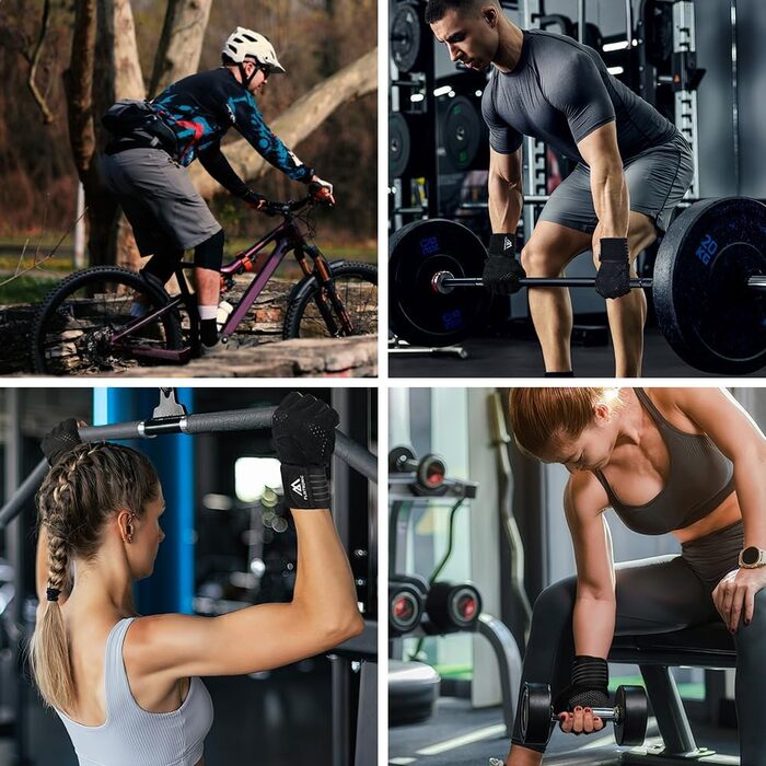 Фінтронік Фітнес Рукавички: Дихаючі рукавички з підтримкою зап'ястя, неслизькі силіконові рукавички для тренувань, важкої атлетики, фітнесу та підтягувань