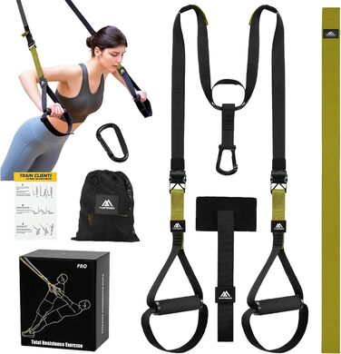 Шкіряний тренажер Schlingentrainer Flintronic для всього тіла, комплект для дому (чорний/зелений)