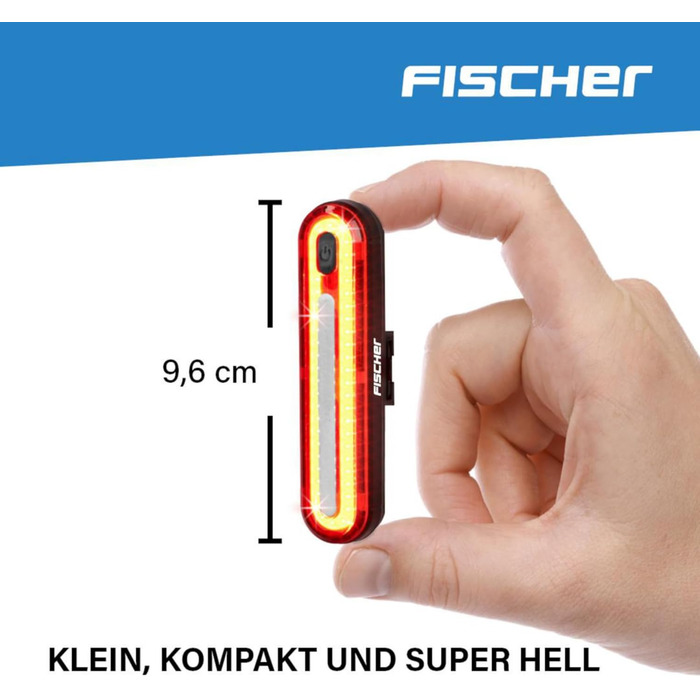 LED акумуляторний задній ліхтар Fischer TWIN, велосипедне освітлення, IPX4, чорний