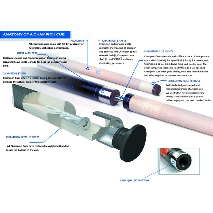 Pool-Stick Champion Cerberus Eros Heavy Hitter: 3-частинний, 22oz, 540-740г, Violett